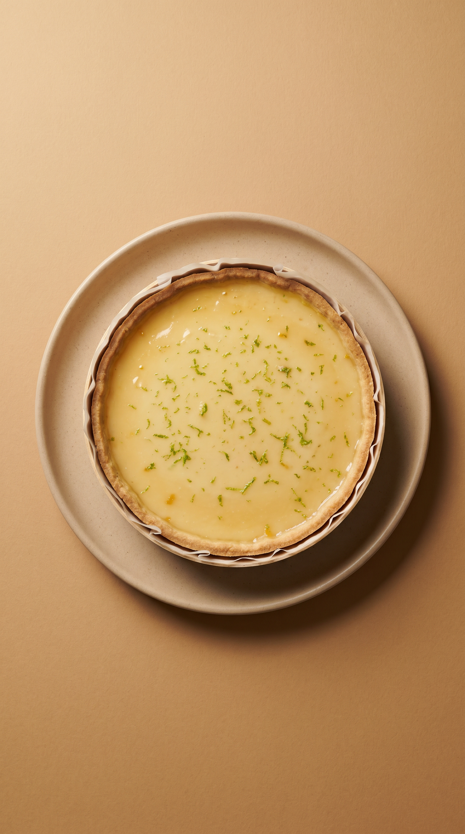 Tarte à la crème citronnée sans cuisson, glaçage à l'abricot et zeste de lime