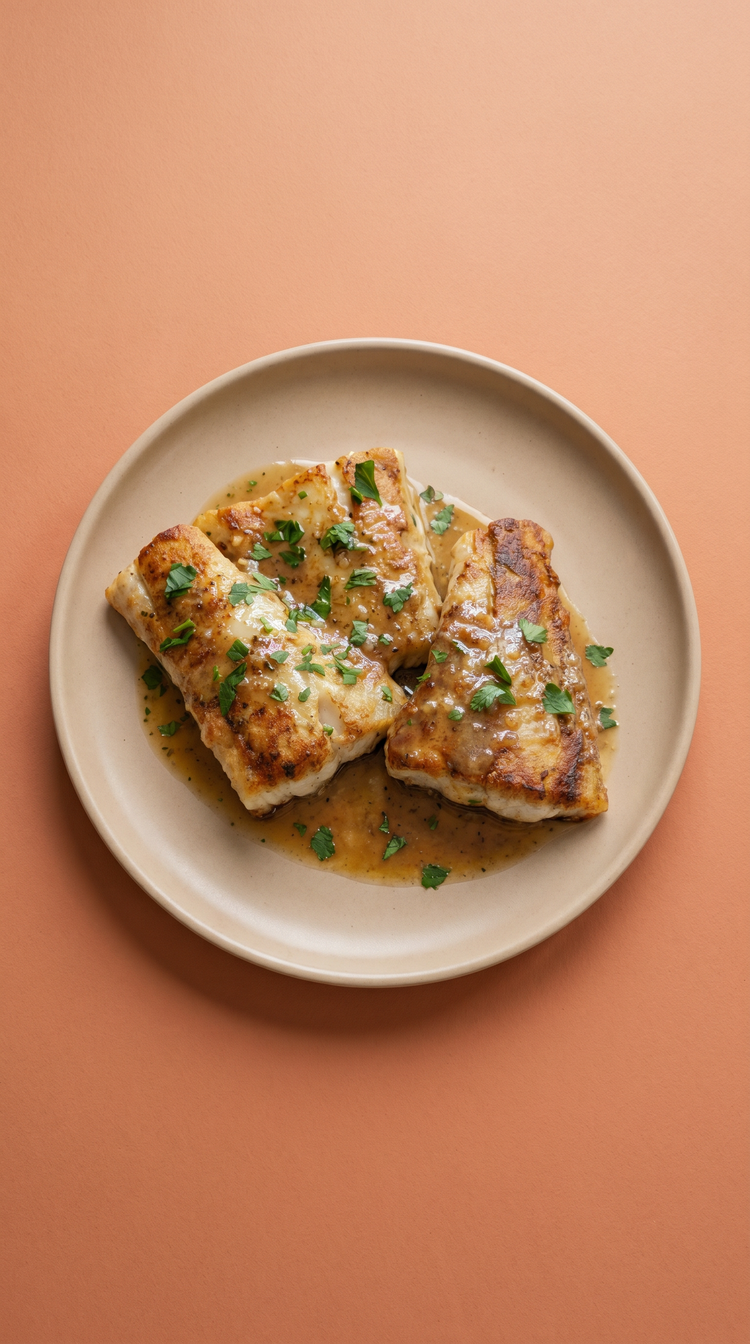 Filets de poisson-loup poêlés à la meunière et beurre noisette citronné