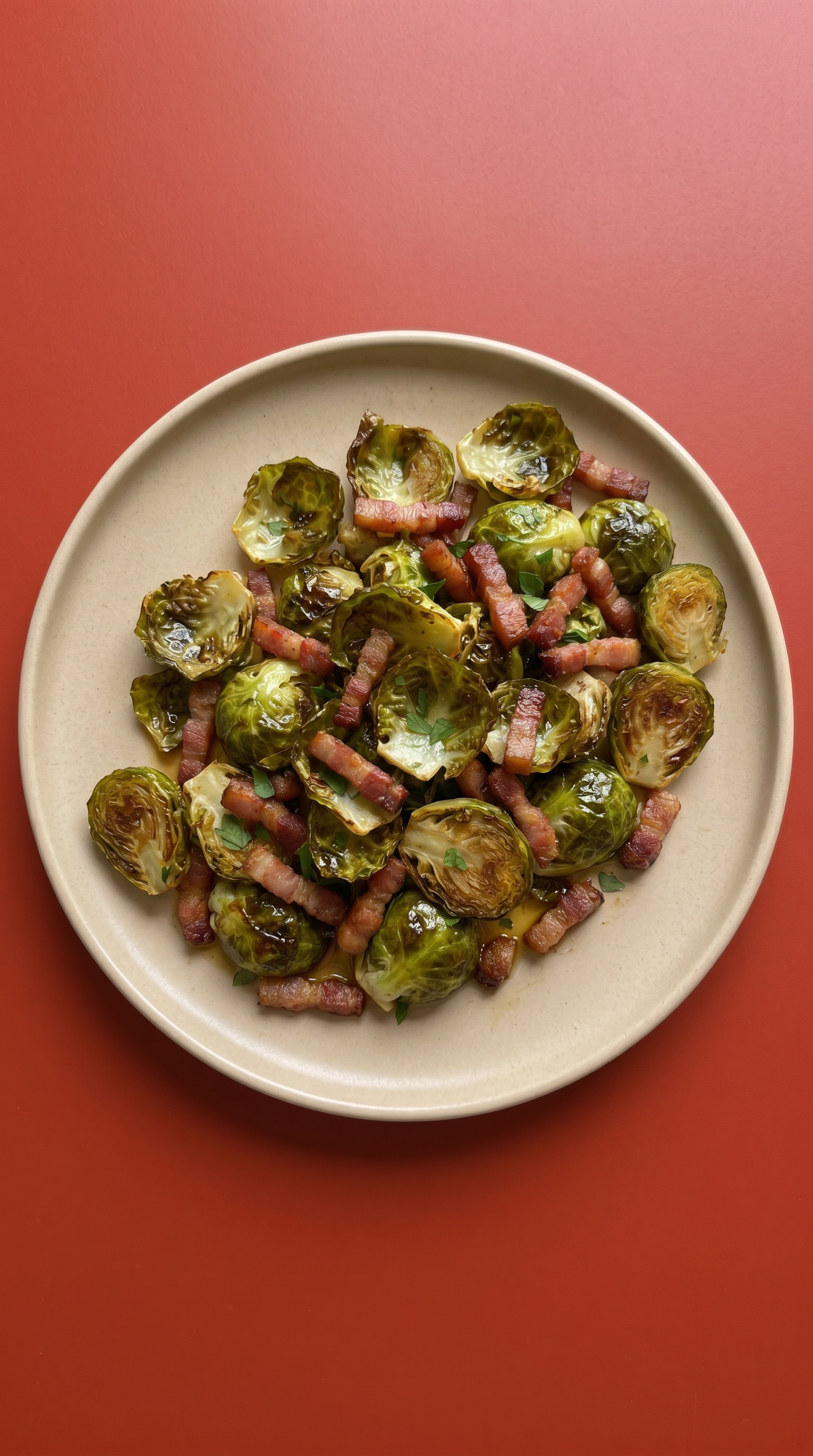 Choux de Bruxelles Rôtis Rustiques aux Lardons, Huile d'Olive et Beurre
