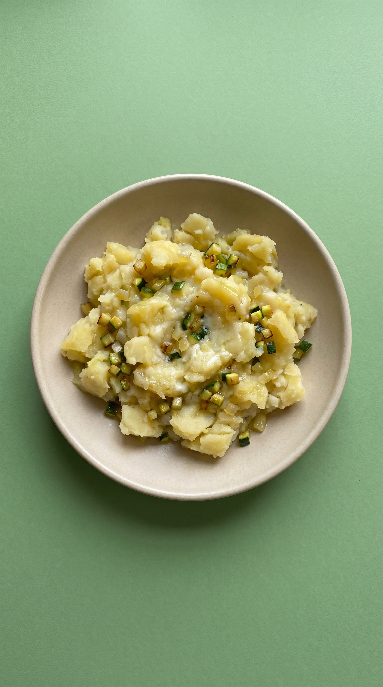 Écrasé de pommes de terre grumeleux aux courgettes en brunoise et citron confit