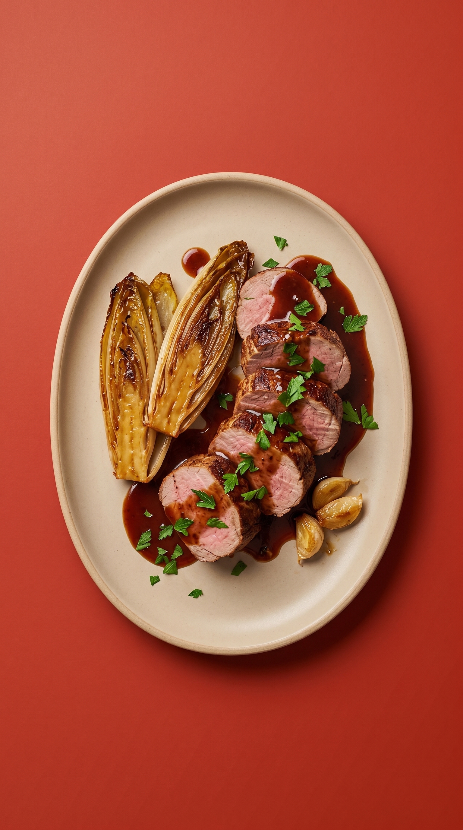 Filet mignon de porc rôti au four avec sauce réduction Rodenbach