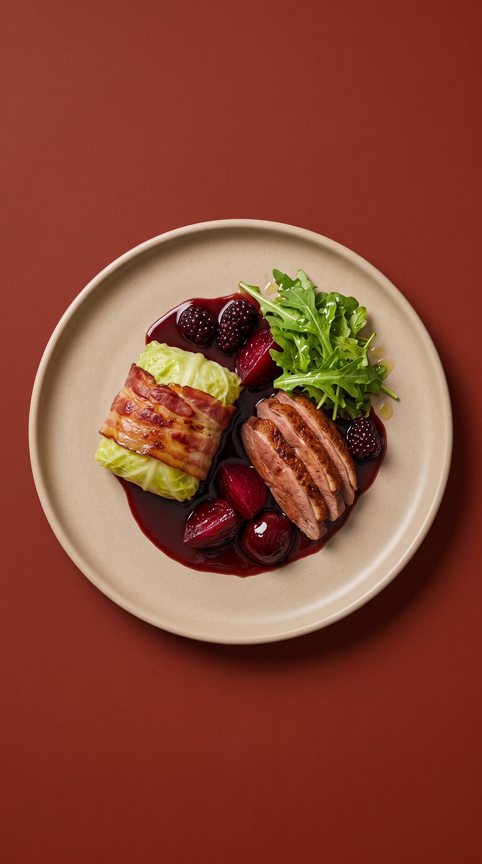 Recette de pigeon rôti au jus de mûres et vin rouge