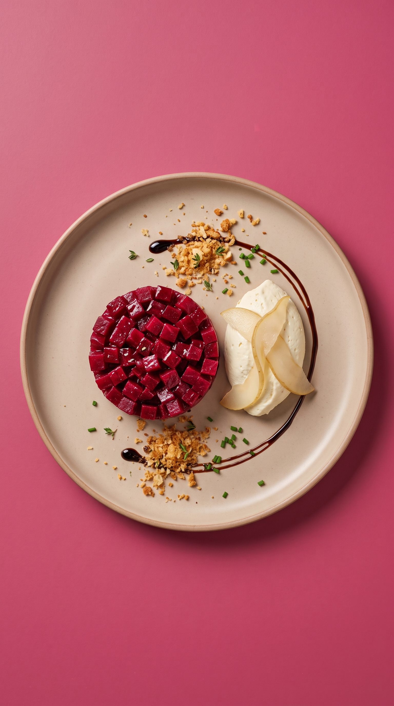 Recept voor bietentartaar met geklopte geitenkaas
