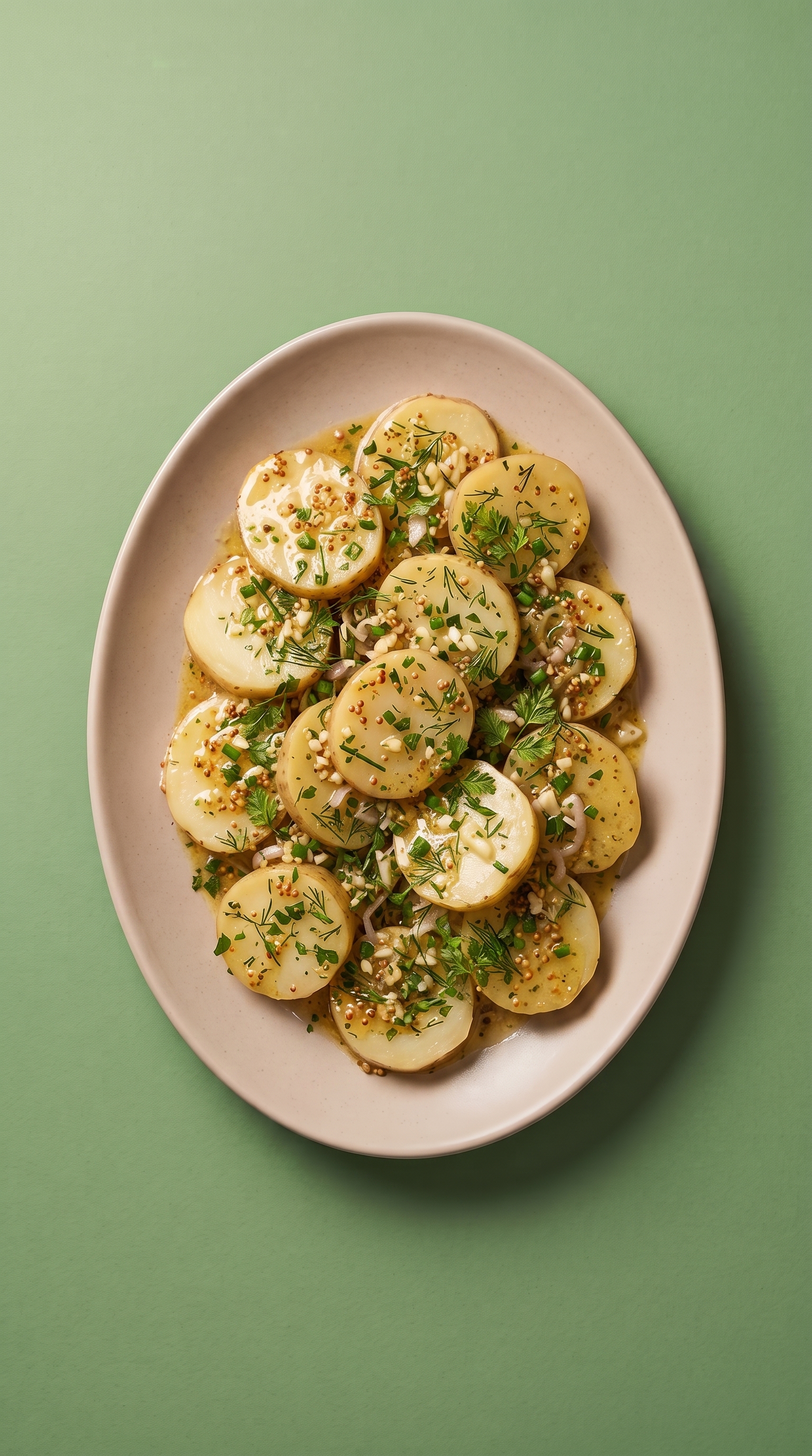 Salade de pommes de terre à la française, version chaude et froide au vin blanc