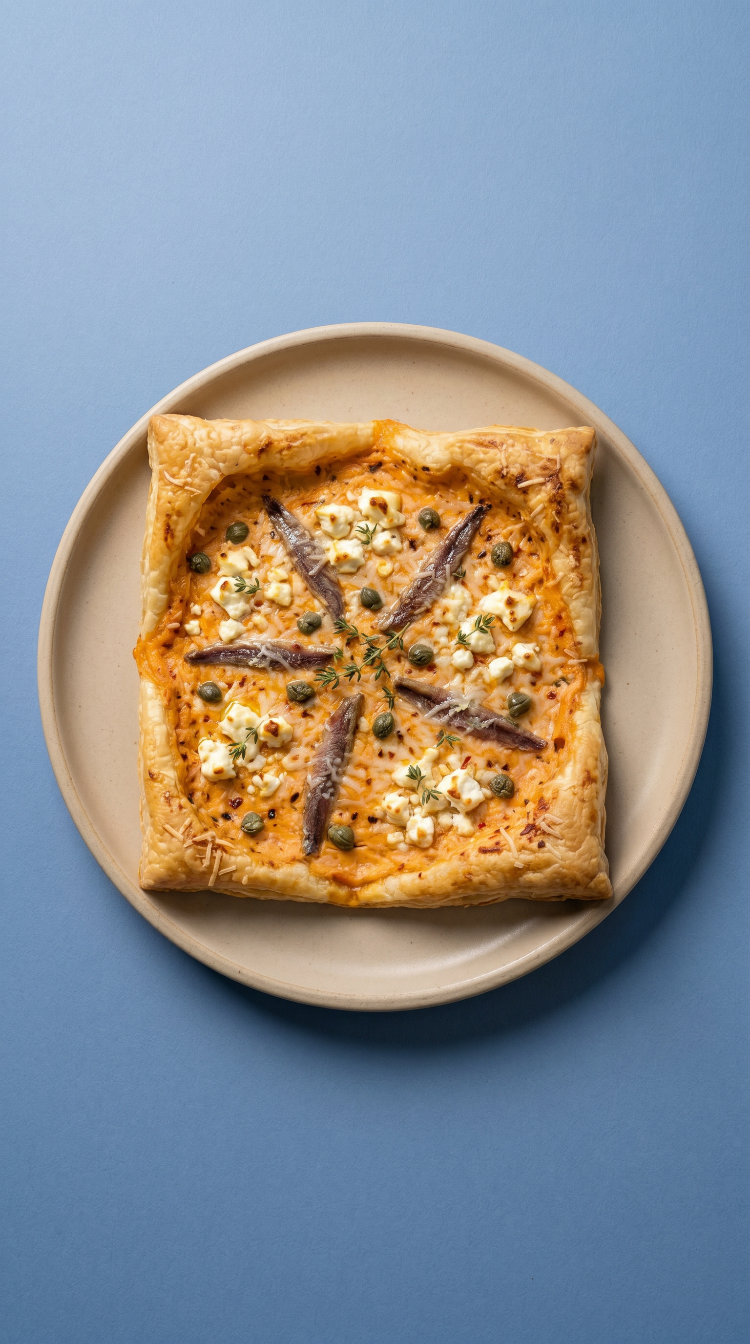 Tarte feuilletée belge au chèvre et aux anchois