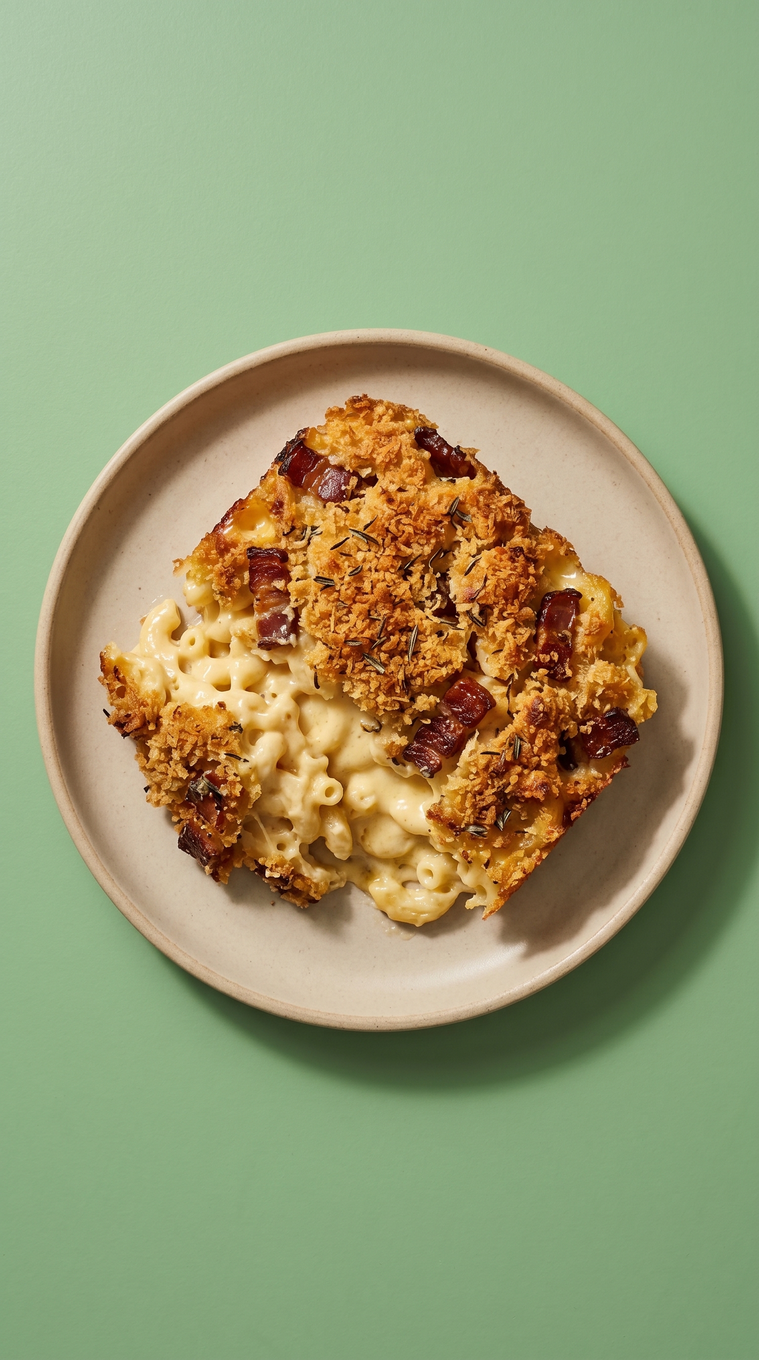 Mac and cheese au bacon, sauce trois fromages et croûte croustillante